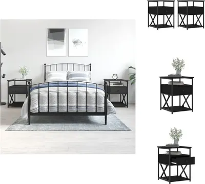 Obrázok produktu pre vidaXL Nočné stolíky 2 ks čierne 40x42x55 cm materiál na báze dreva - Nočné stolíky