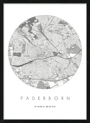 Produktbild von Gerahmtes Bild Paderborn Landkarte I 53x73 cm