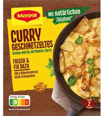 Immagine prodotto di Maggi Fix, miscela di spezie per curry di carne a cubetti, sapore intenso e gustoso, 41 g
