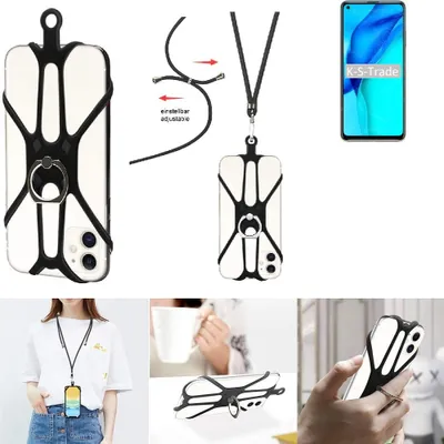 Produktbild von K-S-Trade 3in1 Handykette Handyband Handykordel Halsband Smartphone-Ring Handy-Ring kompatibel mit Huawei Maimang 9 Fingerhalterung Handyring