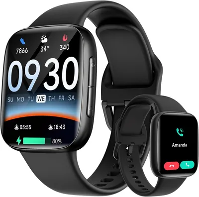 Produktbild von Smartwatch Herren Damen, 1,85" Fitnessuhr mit Telefonfunktion & Whatsapp, Herzfrequenz & Schlafmonitor, 10 Tage Akku, 3ATM Wasserdicht, Smart Watch für iOS, Android & Samsung