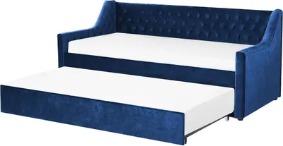 Produktbild von BELIANI Tagesbett Marineblau Samtstoff 90 x 200 cm Ausziehbar Mit Lattenrost Nieten Modern Glamour