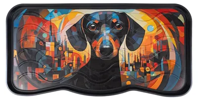 Produktbild von e-floor Schuhmatte 38x75 cm Dachshund - 100% recycelt, Wasserdichte, pflegeleicht, Kunststoffmatte schützt Böden vor Schmutz & Wasser
