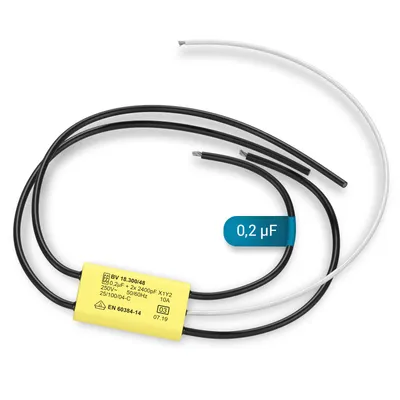 Produktbild von Funkentstörkondensator Entstörschutz 0,2µF 2 x 2400 pF x1y2 für Kleingeräte