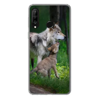 Produktbild von MuchoWow® Handyhülle Schutzhülle Hülle für Huawei P30 Lite Wolf - Baby - Wald Silikon Softcase Handy Hülle - Handyhülle