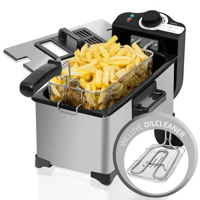 Produktbild von Cecotec 02716, Fritteuse, 3 l, 1 kg, 190 °C, Einzelbild, Schwarz, Silber