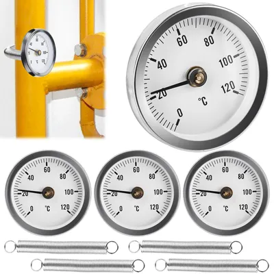 Anlege-Bimetall-Thermometer 4 Stück 0–120 °C 63 mm Edelstahl