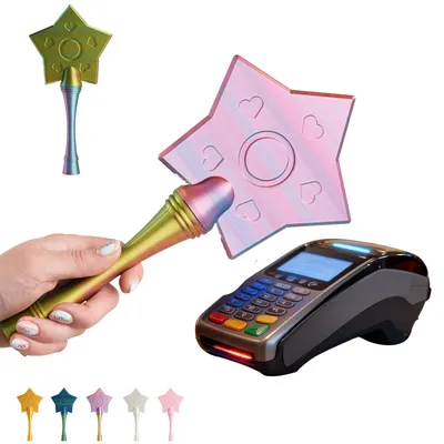 Obrázek produktu pro Kouzelná hůlka na kartu – bezkontaktní hvězda, EDC, silk PLA, 30 cm – Červeno-žluto-zelená