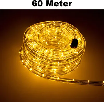 Produktbild von Trade-Shop LED Lichtschlauch Komplett Set mit Zubehör Lichterkette Beleuchtung Warmweiß 60 Meter F3 LED für Drinnen/Draußen Weihnachten Beleuchtung Dekoration Lichterschlauch