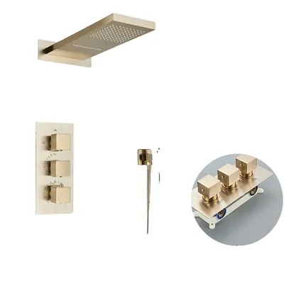 Produktbild von Thermostatischer Duscharmatur, stilvolles modernes Design, fortschrittliche Temperaturregelung , Bürstetes Gold A