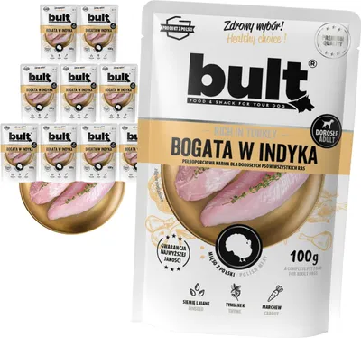 Produktbild von Bult | Feuchte Nahrung für Hunde Pute - 10x100g - 75% Fleisch - Ohne Künstliche Zusätze - Feuchtigkeitsspendend