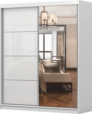 Image de Armoire à portes coulissantes Armoire Penderie Miroir Multi 35 - 183 cm (blanc/blanc) + miroir