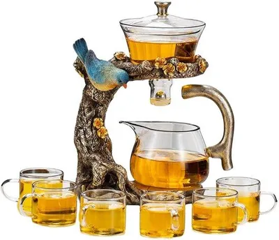 Produktbild von Gläserner Teebehälter-Set - Vogel-Thema-Design - Halbautomatischer Drip Kom
