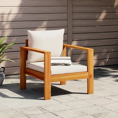 Image de Fauteuil de jardin avec coussin en bois massif d'acacia 11,2 Kg