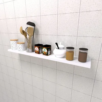 Produktbild von Wandregal Holz weiß, 120x20x2,5 cm, belastbar bis 25 kg, für Wohnzimmer