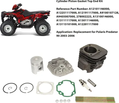 Image de Kit de joints de piston et cylindre pour extrémité supérieure, A12191117000, kit de bagues d'alésage 52 mm, pièce de rechange pour Polaris Predator 90 2003 à 2006