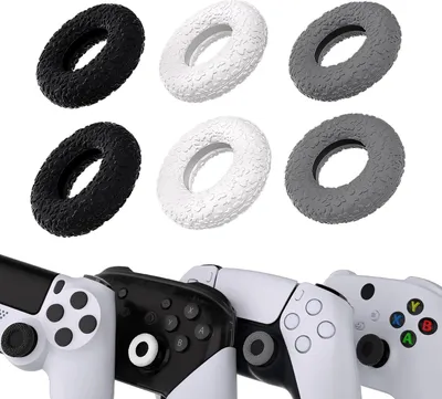 Immagine prodotto di Impugnature per pollice - Compatibili con PlayStation 5 e PlayStation 4 - 3 paia di anelli in silicone per impugnature per controller di gioco