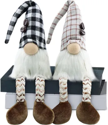 Productafbeelding van Set of 2 Spring Lums Decoration Easter Summer Coffee Buffalo Plaid Gnome Handmade Decor for Home Kitchen