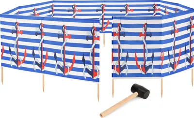 Produktbild von Garronda Strand Windschutz Sichtschutz 15m lang plus Gummihammer GAEX001 (Streifen/Anker, 15 m)