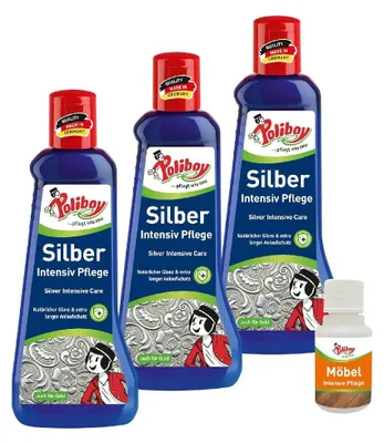 Produktbild von Poliboy 3er Silber Intensiv Pflege - inkl. Möbel Pflege Probe - Inhalt 600 ml, Reinigung & Pflege - 8020001