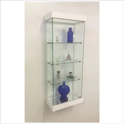 Glas-Hängevitrine, Wandvitrine, 87x35x17 cm, Weiß