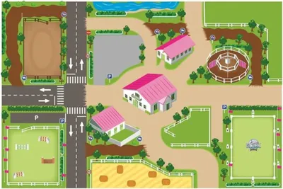 Produktbild von Kids Globe Spielteppich Reitschule XXL 100 x 150 cm Motivteppich