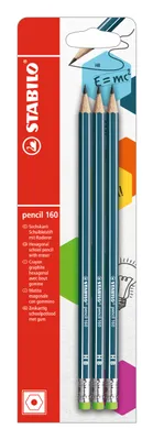 Produktbild von Bleistift mit Radierer - STABILO pencil 160 in petrol - Härtegrad HB - 3er Pack