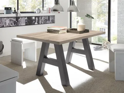 Produktbild von Esszimmertisch Esstisch 140x90 Mr. A Graphit Eiche sägerau