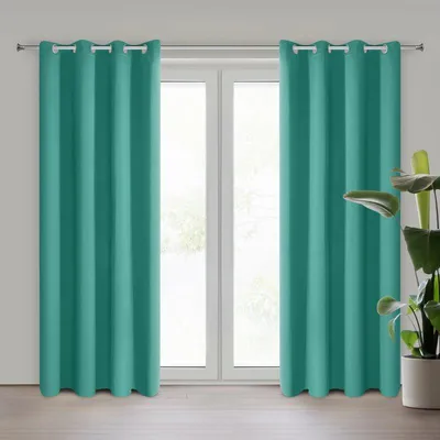 Produktbild von Eurofirany 351258, Durchscheinend, Türkis, Einfarbig, Polyester, Öse, 210 g/m²