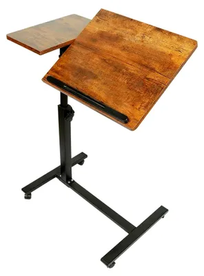 Produktbild von Höhenverstellbarer Laptopständer mit Rollen und drehbarer Tischplatte