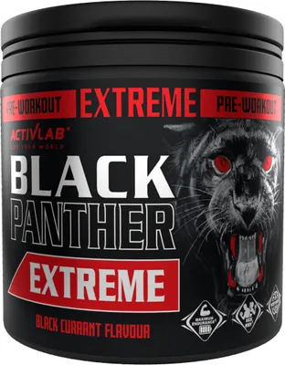Produktbild von Activlab Black Panther EXTREME Pre-Workout, Kreatin, Aminosäuren, Koffein, HMB, Rote-Bete-Extrakt, L-Citrullin, Beta-Alanin - Schwarze Johannisbeere
