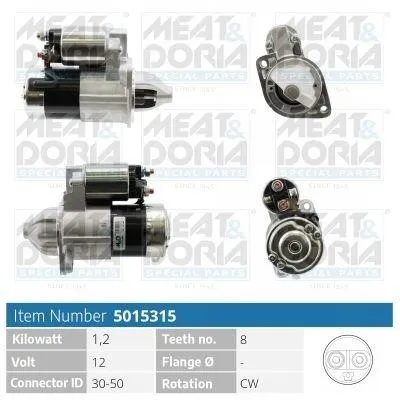 Produktbild von MEAT & DORIA 5015315 Starter Anlasser 1,2kW für HYUNDAI TUCSON (JM) 12V