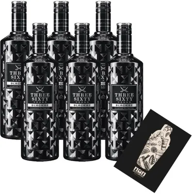 Produktbild von Three Sixty Vodka 6er Set black 0,7L (42% Vol) Diamond filtrated- [Enthält Sulfite]