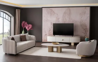 Image de Ensemble salon avec 3+1 places, table basse et meuble TV bas moderne