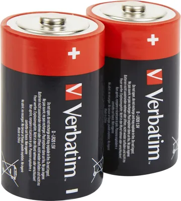 Zdjęcie produktu dla Verbatim Baterie alkaliczne D, Jednorazowa bateria, Alkaliczny, 1,5 V, 2 szt., Wielobarwny, 34,2 mm