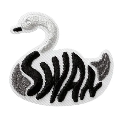Produktbild von Mono Quick 08221 Schwan mit Schrift Bügelbild, Patch, ca. 4,4 x 4,8 cm