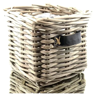 Produktbild von Quadratischer Rattan-Übertopf in Grau mit Folienauskleidung 50 x 50 cm