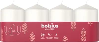 Produktbild von Bolsius Stumpenkerzen 4er Tray Ø 4 x 6 cm wolkiges weiß
