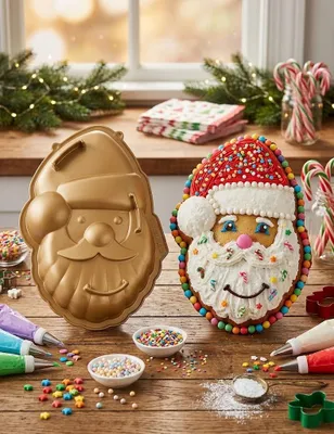 Produktbild von GKA XL Silikon Backform Weihnachtsmann Weihnachten Advent Silikonform Kuchenform