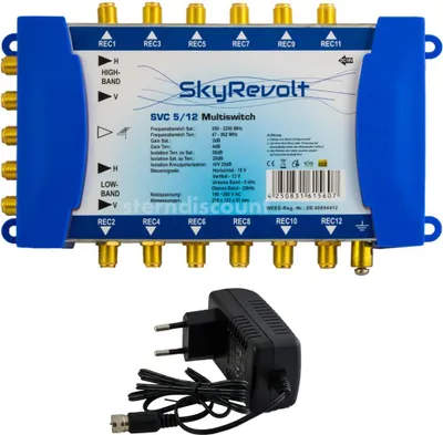 Produktbild von SkyRev 5-12 Sat-Verteiler Multischalter für 12 Teilnehmer HD Receiver PVR Ready