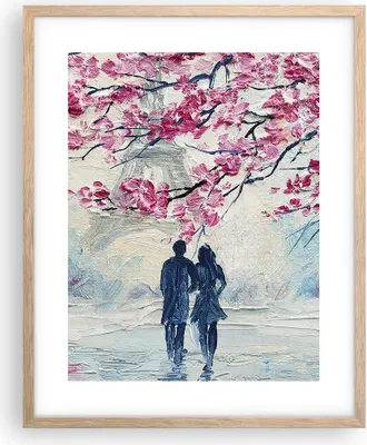 Produktbild von Gerahmtes Poster - Rahmen in heller Eiche - Paar Paris Baum - 40x50 cm - Wand Bild - Wanddeko - Wandbilder - Kunstposter - Wandposter - Bilderrahmen - Bilder - Kunstdruck - Wandbild - P2NPA40x50-4211