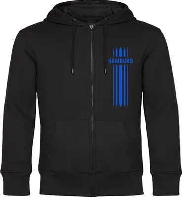 Produktbild von multifanshop Kapuzen Sweatshirt Jacke - Hamburg - Streifen, schwarz, Größe XXL