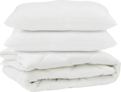 Image de vidaXL : Ensemble de couettes avec oreillers, 3 pièces, blanc, microfibre