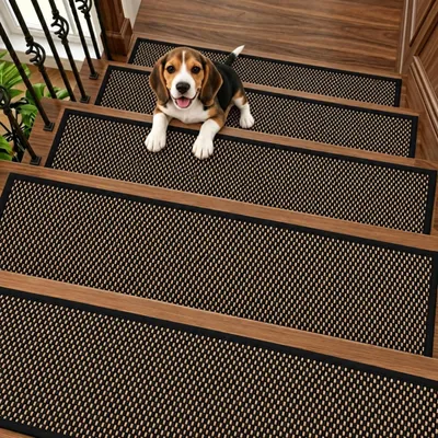 Antislip-Treppenstufen, 15 Stück, 76 x 22 cm, Schwarz