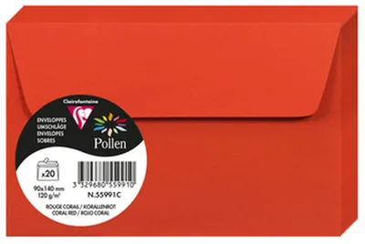 Produktbild von Clairefontaine 55991C, Rot, 120 g/m², 140 mm, 90 mm, Forest Stewardship Council (FSC), Frankreich
