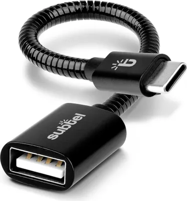 Produktbild von subtel USB OTG Kabel für Huawei P60, P50, P40, P30, P20, Pro, Lite, Mate 50, 40, 30 Handy On The Go Adapter USB C Type C Stecker auf USB A Buchse, Host Anschluss Adapterkabel Aluminium schwarz