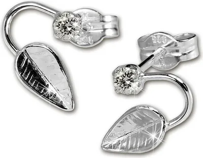 Produktbild von SilberDream Ohrstecker Damen 925 Silber weiß Blatt Zirkonia Ohrringe SDO531W