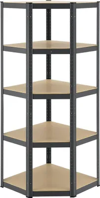 Obrázek produktu pro Rohový regál 21152, zátěžový, 5 polic, pozinkovaný kov, zásuvný, 875 kg, 180 x 70 x 40 - 70 cm