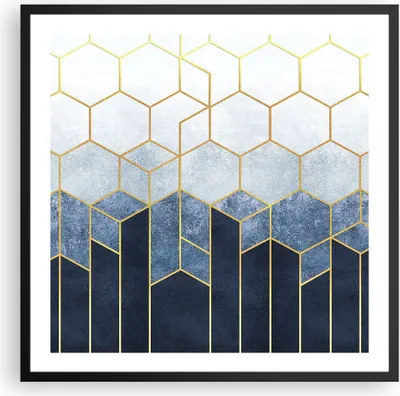Produktbild von Gerahmtes Poster - Schwarzer Rahmen - Abstraktion Figuren Geometrisch - 60x60 cm - Wand Bild - Wanddeko - Wandbilder - Kunstposter - Wandposter - Bilderrahmen - Bilder - Kunstdruck - P2BAC60x60-5135