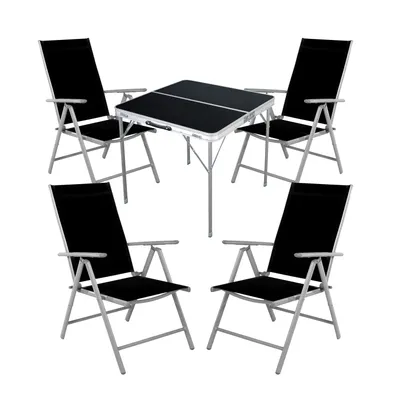 Produktbild von 5-teiliges Campingmöbel Set Aluminium Textilen schwarz